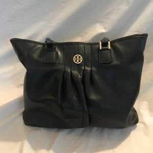 Tory Burch Black Soft Leather Tote Gold Hardware